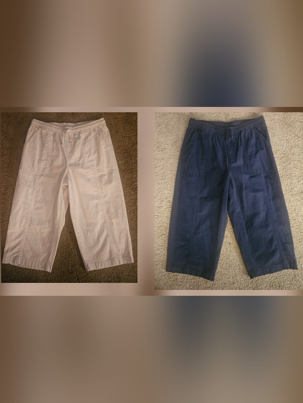 Womens Style & Co. cropped pull-on pants. Set Of 2 Pairs. White &Navy. Sz MEDIUM